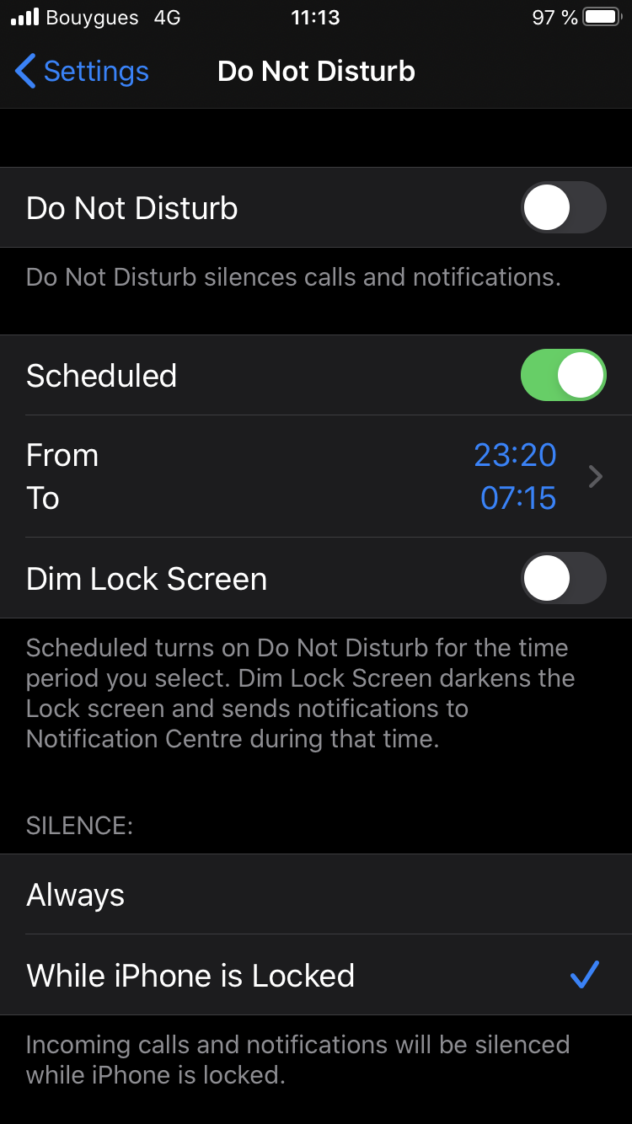 do not disturb mode on iphone