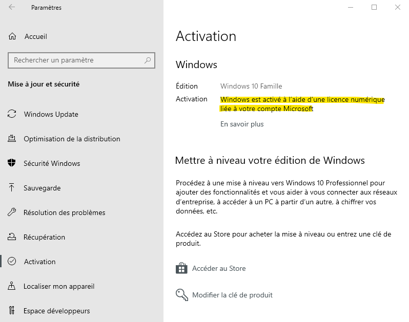 Transférer une licence numérique Windows 10 - La Petite Ourse